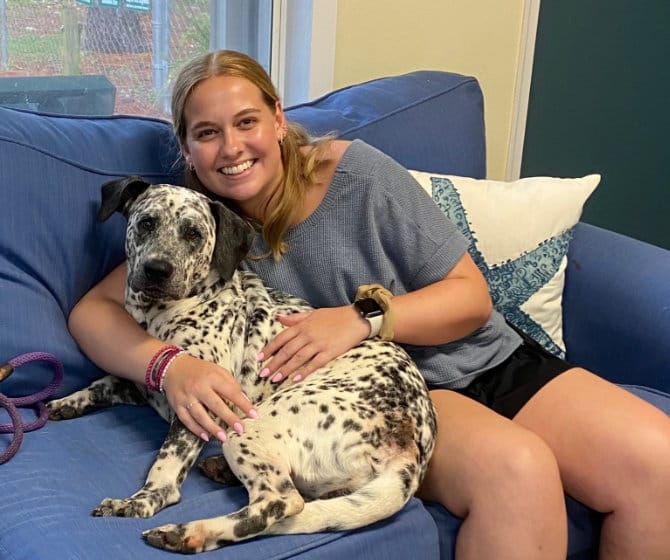 New pet owner with dog at FCHS